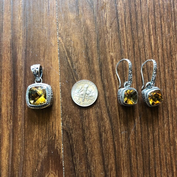 NWOT Samuel B. Citrine & Sterling Silver Pendant and Drop Earrings - Picture 2 of 12